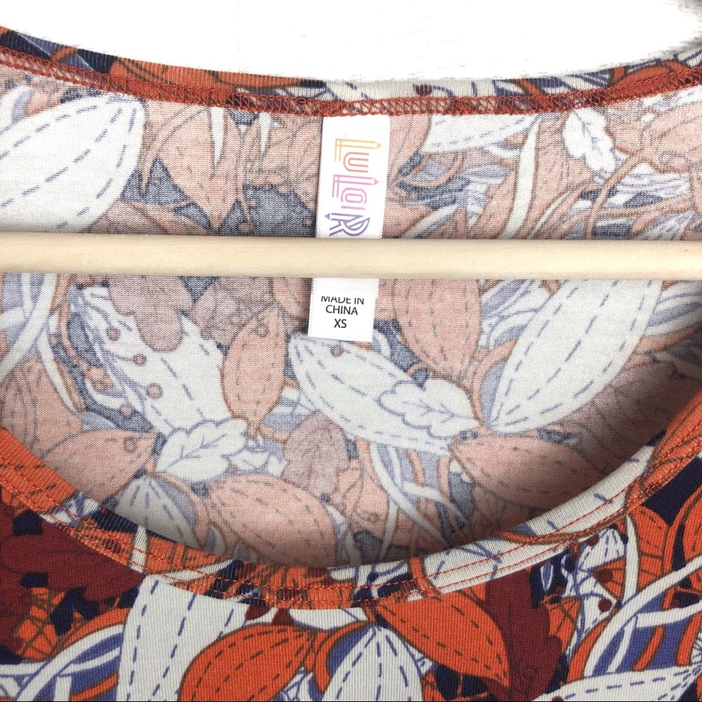 LULAROE Orange & Blue Floral Patterned Top - Picture 7 of 8